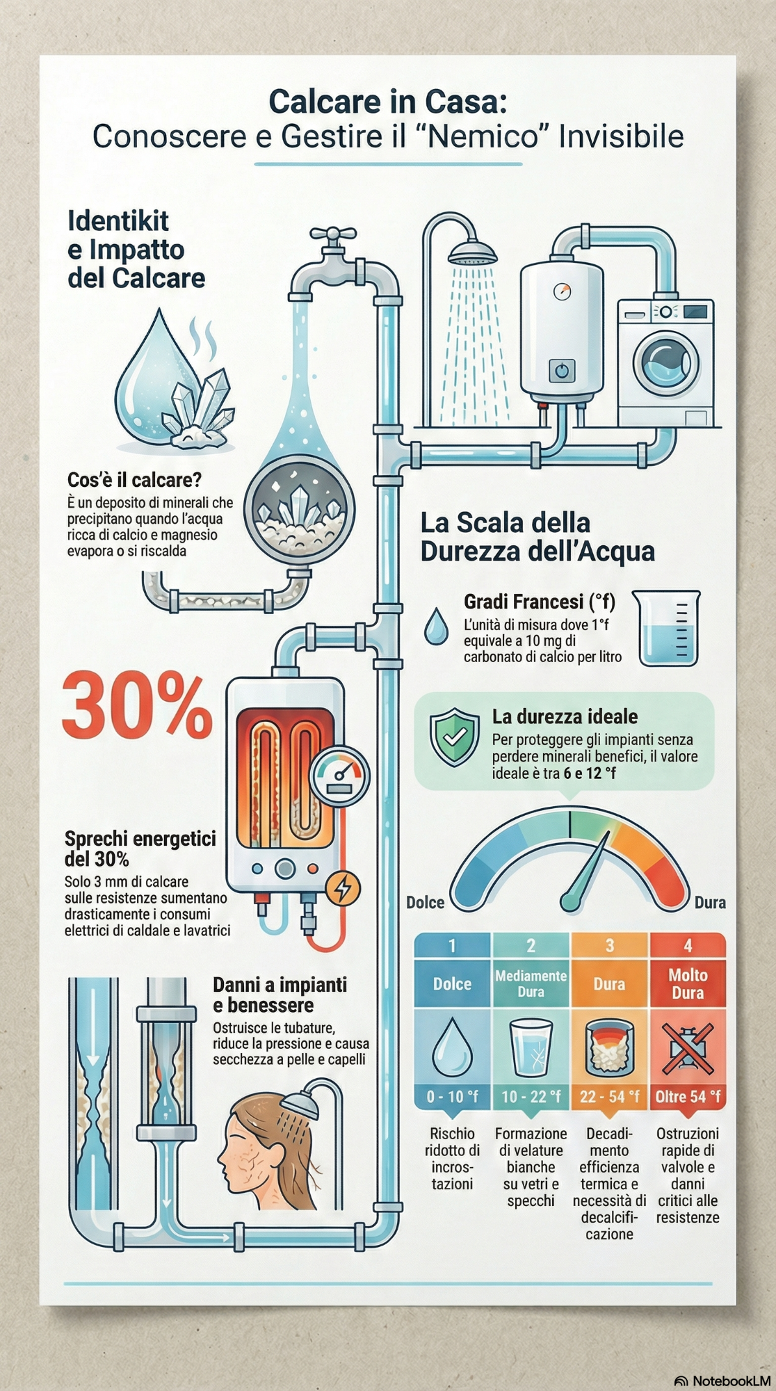 Infografica sulla natura e conseguenze del calcare