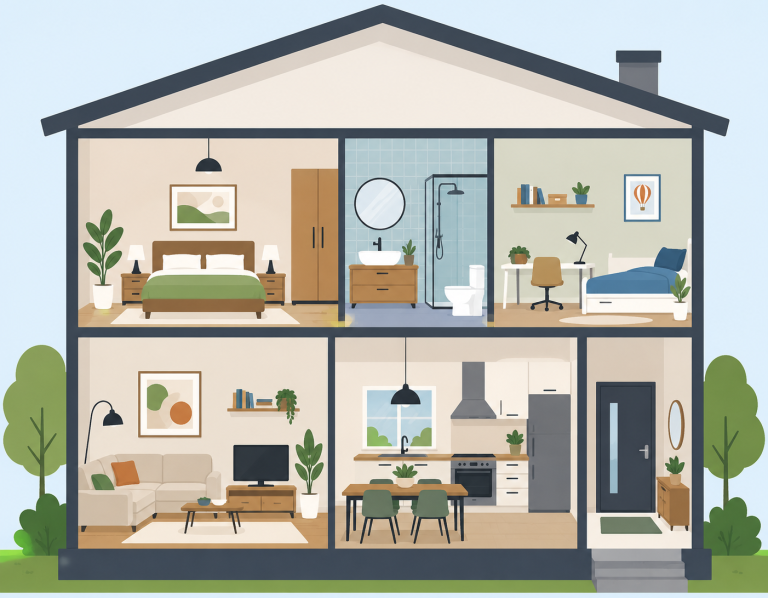 Illustrazione di una casa arredata