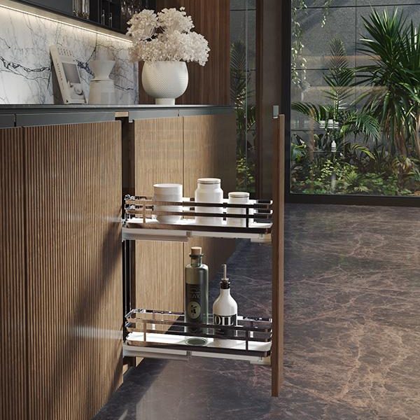 Cesto estraibile in una cucina