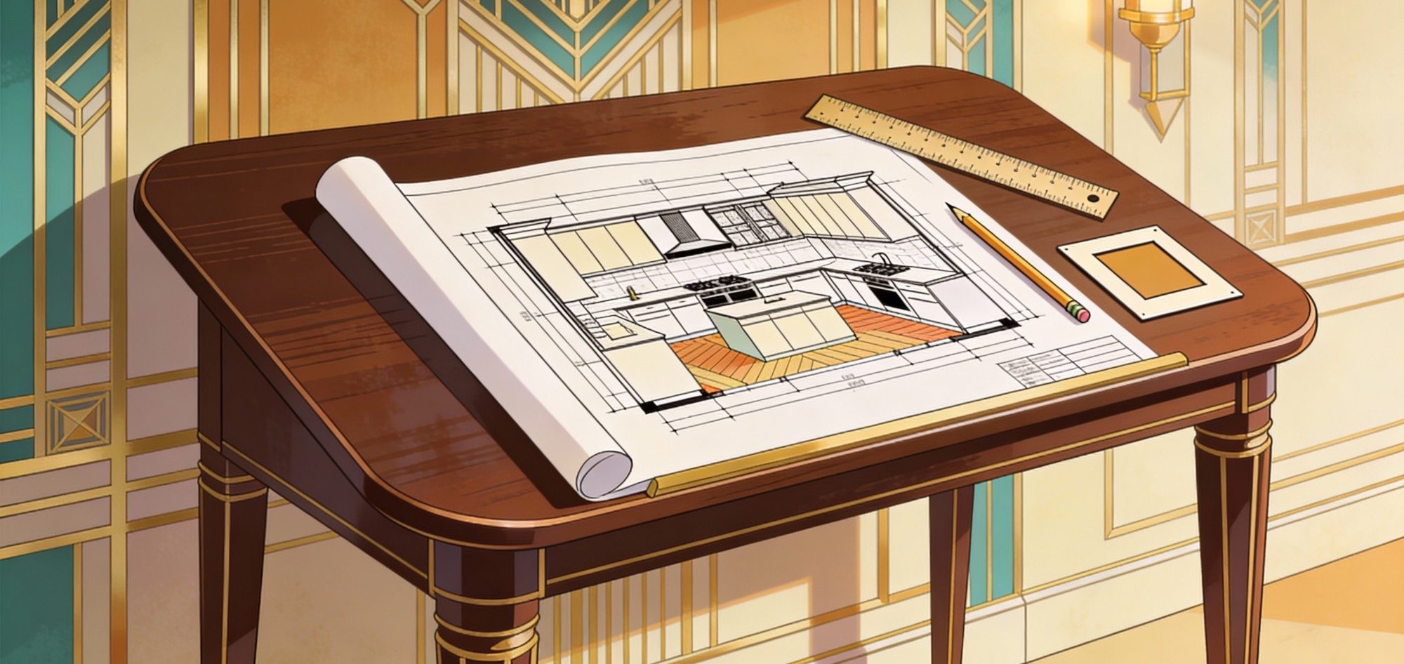 Illustrazione di copertina per la guida sulla progettazione di una cucina