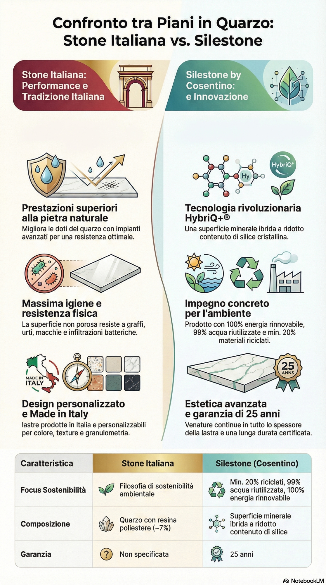 Infografica sul agglomerato di quarzo 