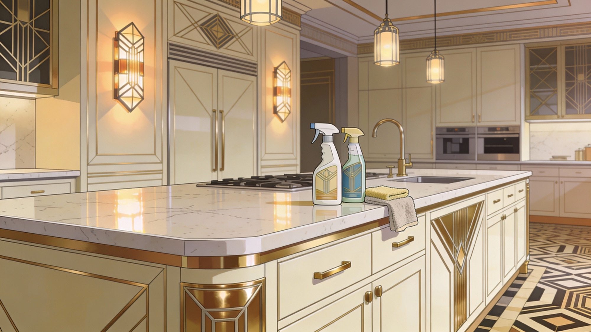 Illustrazione di copertina per la guida pulizia quarzo