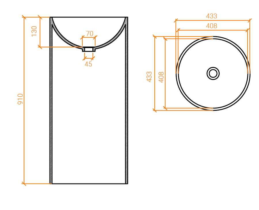Misure lavabo monolitico