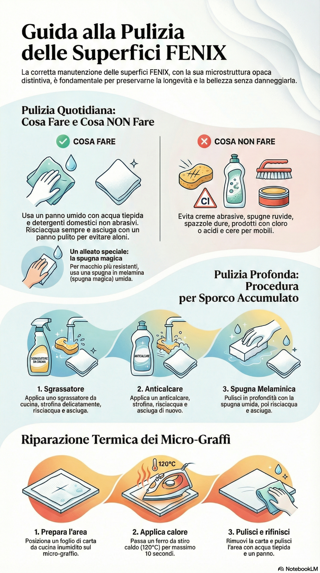 Infografica sui principi essenziale per la pulizia del Fenix NTM